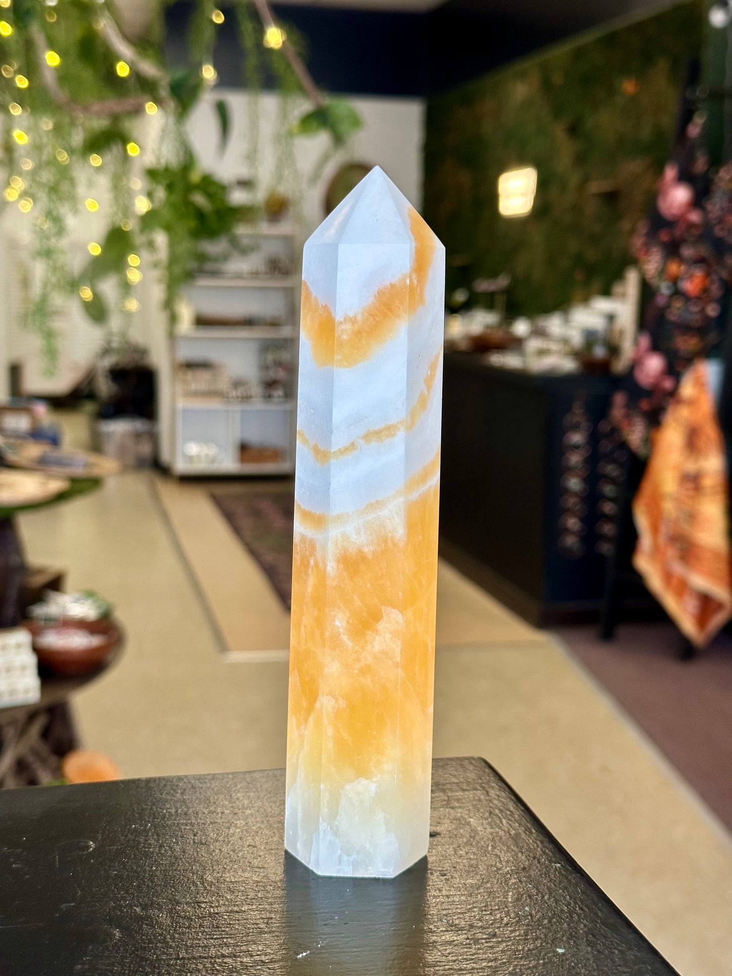 Banded Orange Calcite Tower 1