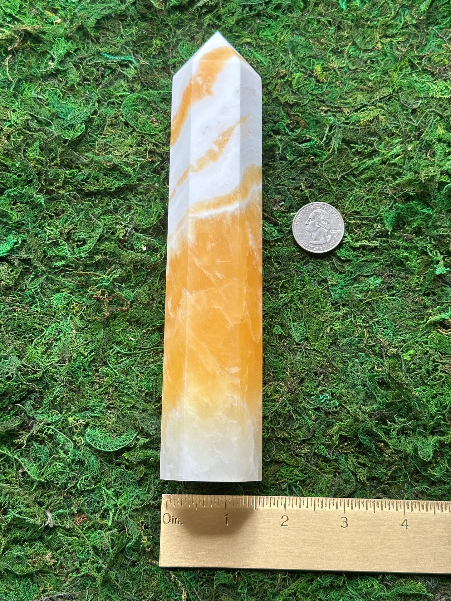 Banded Orange Calcite Tower 1