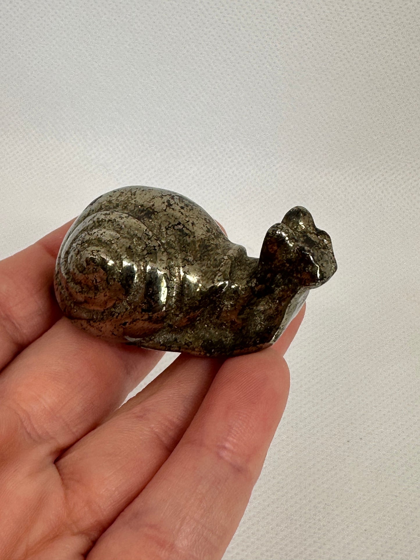 Pyrite Snail Carving