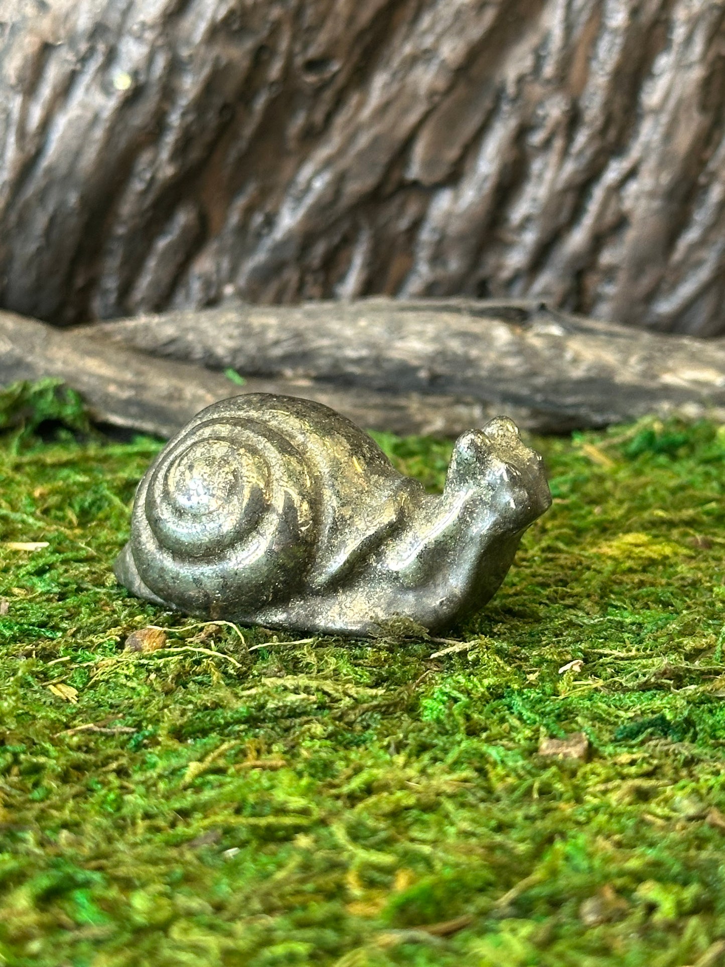 Pyrite Snail Carving
