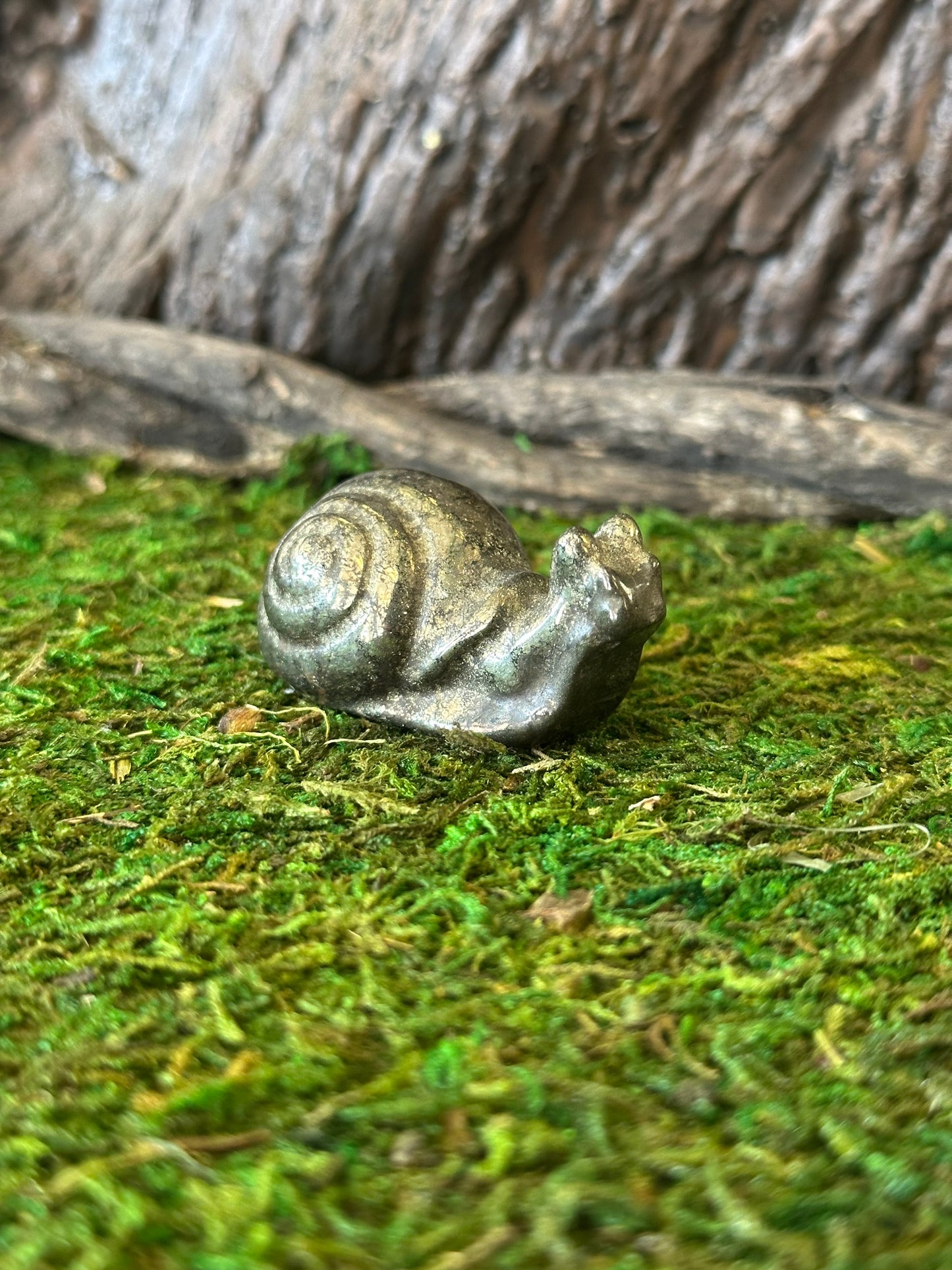 Pyrite Snail Carving